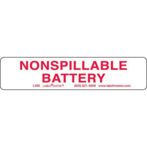 American Labelmark Co LabelMaster® L390 Nonspillable Battery Label 4.5" x 1.00", Paper, 500/Roll L390